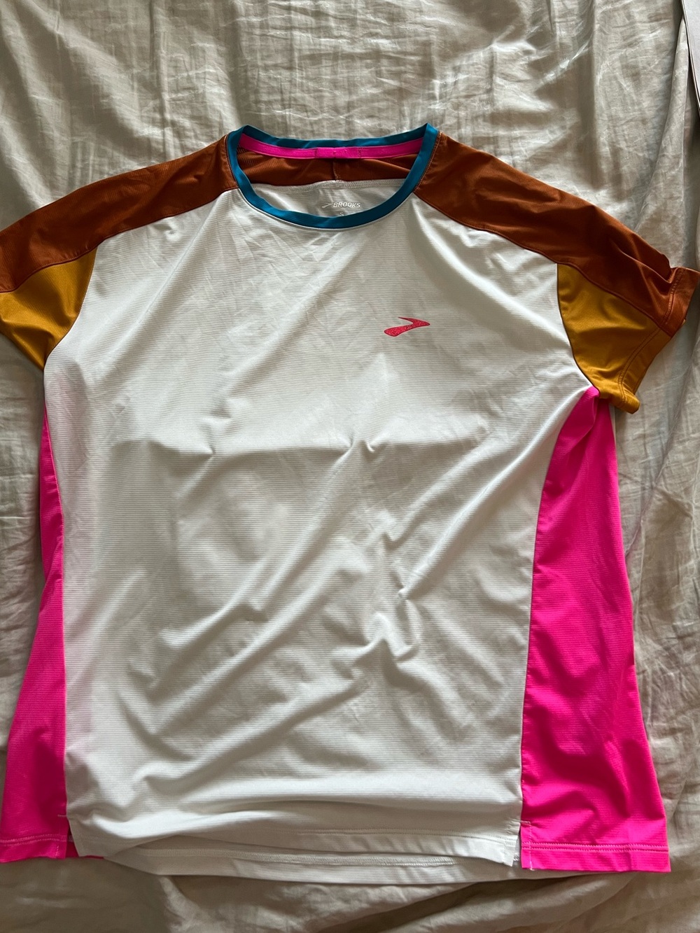 Brooks Sprint Free Short Sleeve 2.0 Running Shirt Colorblock Performance Tee S - Picture 2 of 9